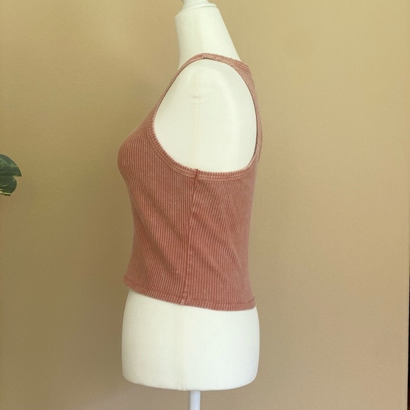 Mineral Wash Rose Racerback Ribbed Tank - Picture 2 of 3